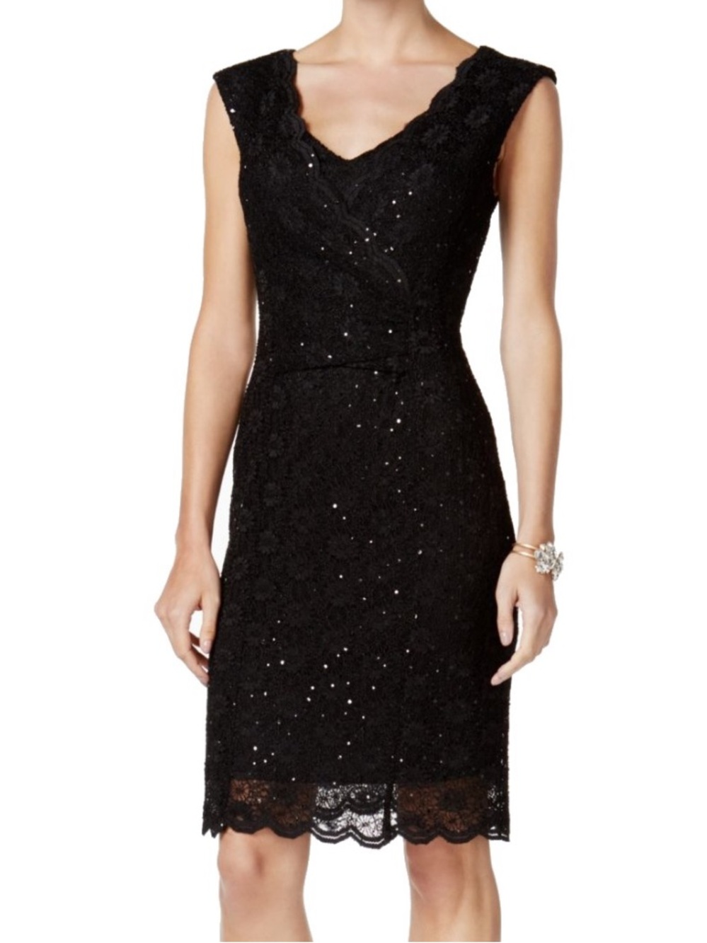 NWT Connected Apparel Sparkle Sheath Dress Textured Lace Sz 14 Cocktail Evening